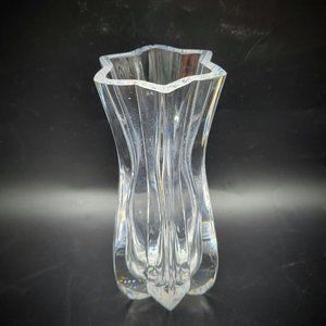Orrefors Sweden Crystal 7.5" Vase Beveled Star Shaped Rim